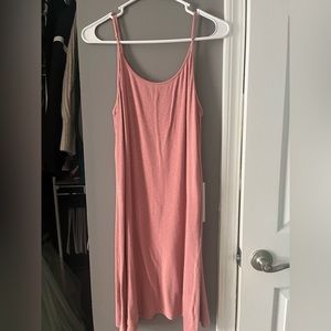 aerie pink slip/pullover ribbed waffle dress